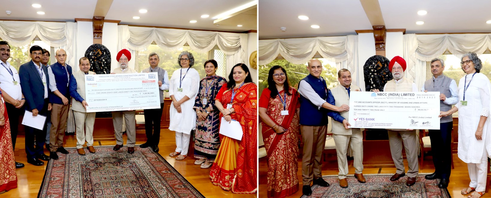 एनबीसीसी और इसकी सहायक कंपनी एचएससीएल ने सरकार को लाभांश का भुगतान किया
