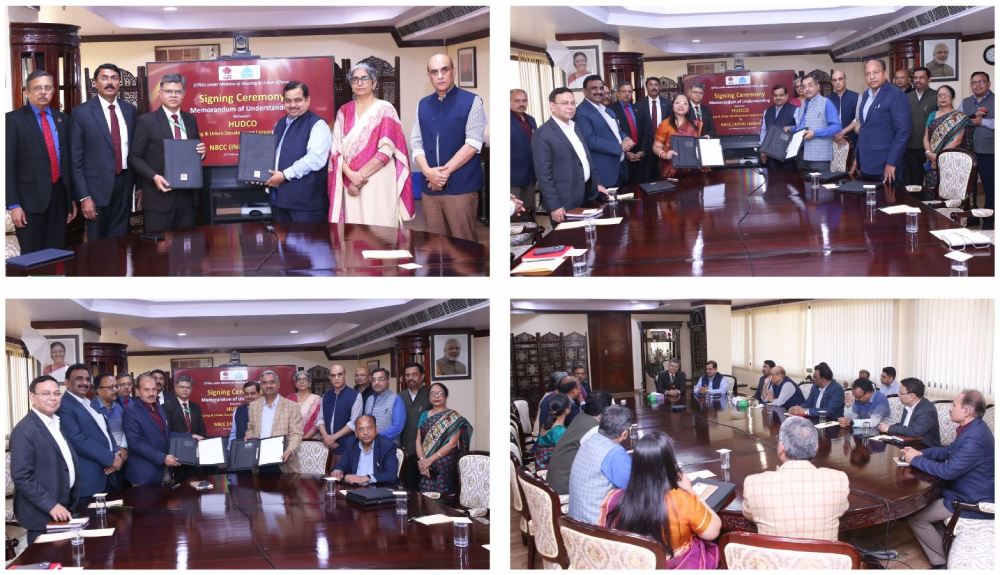 एनबीसीसी और हडको ने शहरी विकास तथा अवसंरचना को बढ़ावा देने हेतु सहयोग करने पर हस्ताक्षर किया