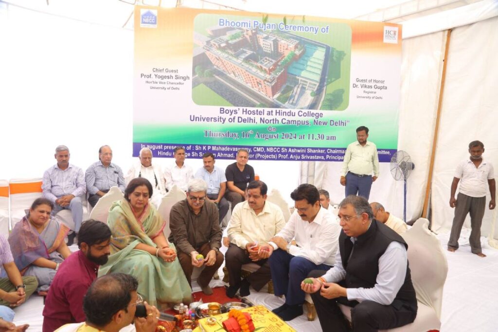 Bhoomi Poojan Ceremony" for the construction of Boys’ Hostel, Hindu College at North Campus